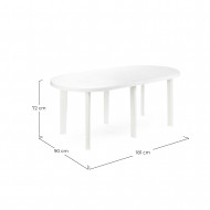 MESA OVAL MODELO FISSO 180 BLANCA 181x90x72 Peso 13,4Kg