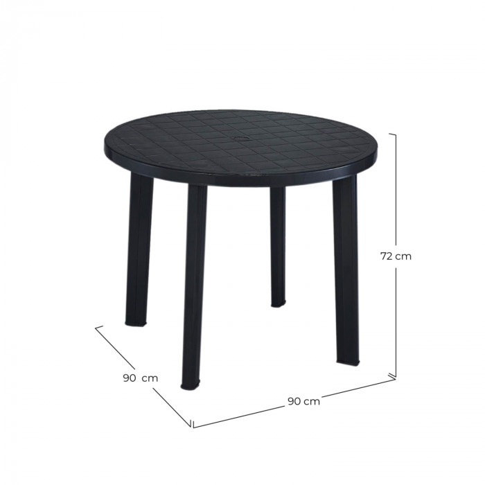 MESA REDONDA MODELO TONDO ANTRACITA Ø90x72 Peso 6,3Kg