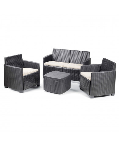 SET ETNA RATTAN ANTRACITA CON COJINES