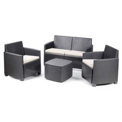 SET ETNA RATTAN ANTRACITA CON COJINES