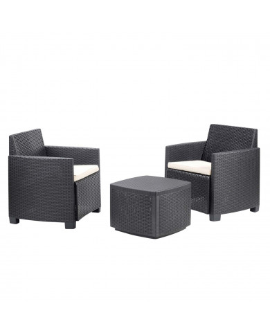 SET TRINACRIA RATTAN ANTRACITA CON 4 COJINES