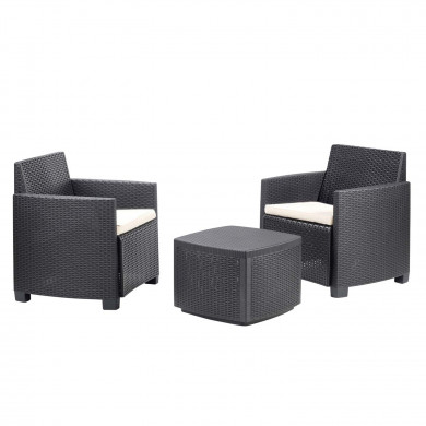 SET TRINACRIA RATTAN ANTRACITA CON 4 COJINES SET TRINACRIA RATTAN ANTRACITA CON 4 COJINES