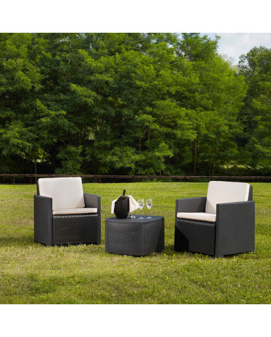 SET TRINACRIA RATTAN ANTRACITA CON 4 COJINES