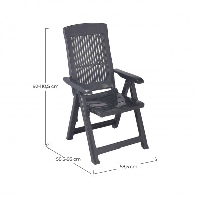 SILLÓN PLEGABLE MULTIPOSICIONES MODELO TAMPA ANTRACITA 60x61x109 Peso 6Kg SILLÓN PLEGABLE MULTIPOSICIONES MODELO TAMPA ANTRACITA 60x61x109 Peso 6Kg
