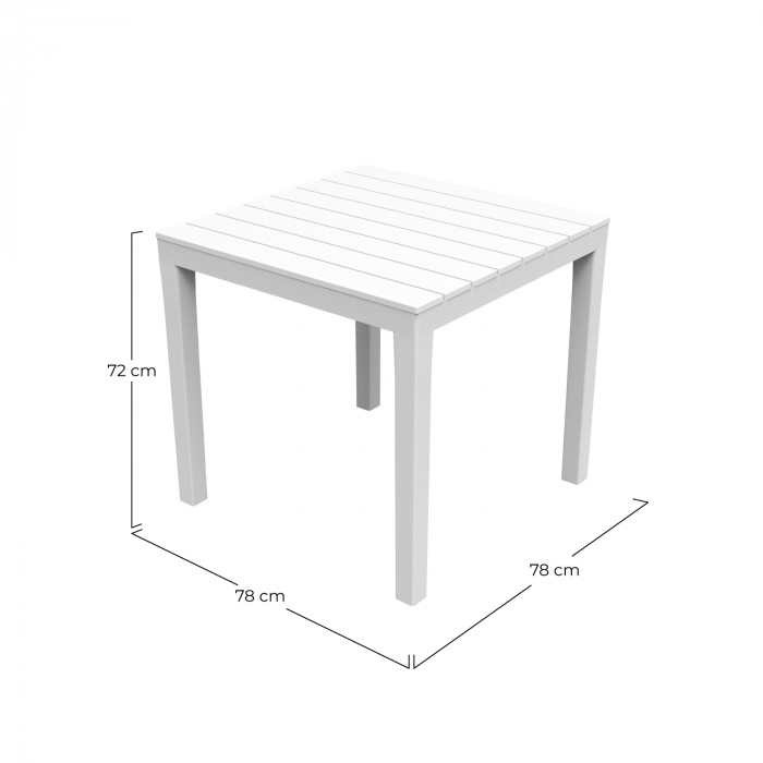 MESA CUADRADA MODELO BALI BLANCO MEDIDAS 78X78X72 PESO 8,5KG