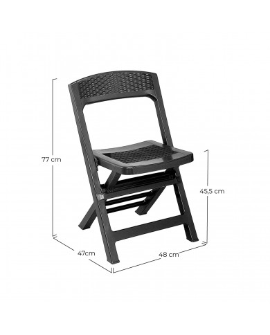 SILLA PLEGABLE PP ASSO ANTRACITA 44*48*76cm 3,1kg