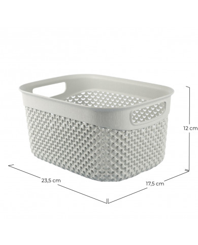 CESTA RESINA RECTANGULAR ALTA GRIS (23,5x17,5x12cm) 3.3L 7HOUSE