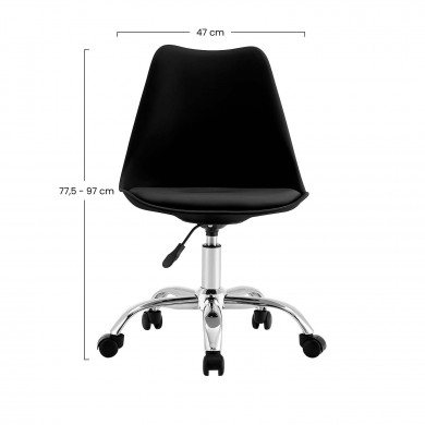 SILLA ESCRITORIO CON RUEDAS NEGRA 97X47X58CM THINIA HOME SILLA ESCRITORIO CON RUEDAS NEGRA 97X47X58CM THINIA HOME