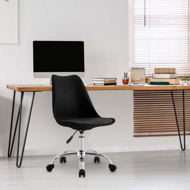 SILLA ESCRITORIO CON RUEDAS NEGRA 97X47X58CM THINIA HOME SILLA ESCRITORIO CON RUEDAS NEGRA 97X47X58CM THINIA HOME