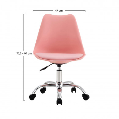 SILLA ESCRITORIO CON RUEDAS ROSA 97X47X58CM THINIA HOME SILLA ESCRITORIO CON RUEDAS ROSA 97X47X58CM THINIA HOME