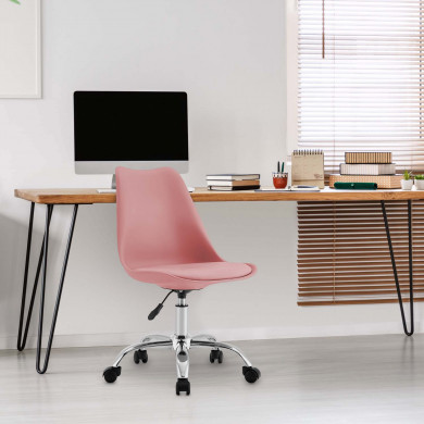 SILLA ESCRITORIO CON RUEDAS ROSA 97X47X58CM THINIA HOME SILLA ESCRITORIO CON RUEDAS ROSA 97X47X58CM THINIA HOME