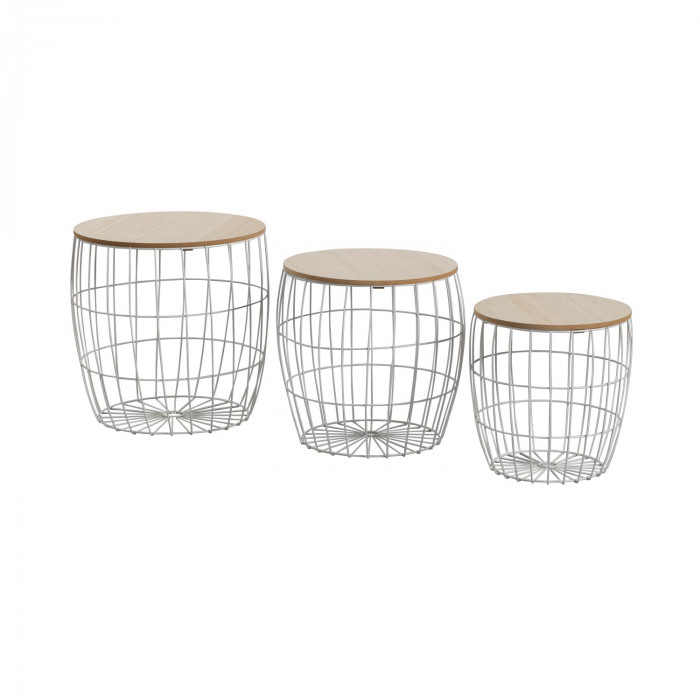 SET 3 MESITAS TRIBAL BLANCO THINIA HOME