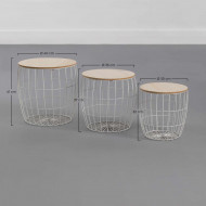 SET 3 MESITAS TRIBAL BLANCO THINIA HOME