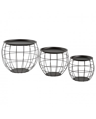 SET 3 MESITAS BALOON NEGRO THINIA HOME