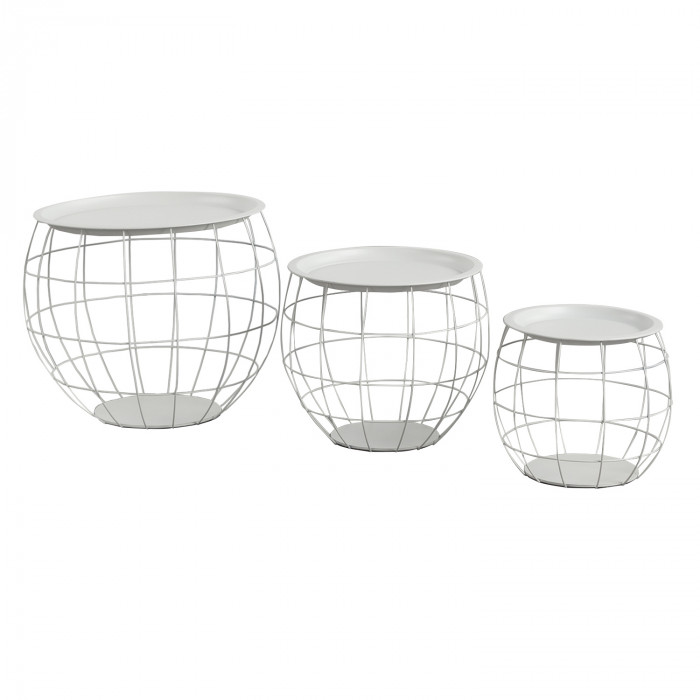 SET 3 MESITAS BALOON BLANCO THINIA HOME