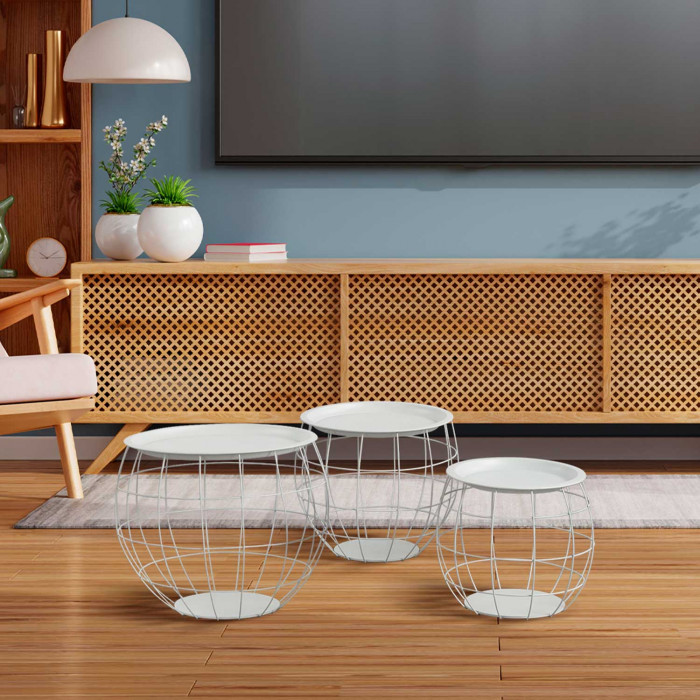 SET 3 MESITAS BALOON BLANCO THINIA HOME