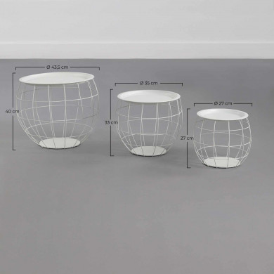SET 3 MESITAS BALOON BLANCO THINIA HOME SET 3 MESITAS BALOON BLANCO THINIA HOME