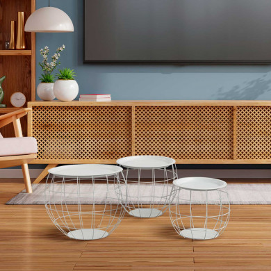 SET 3 MESITAS BALOON BLANCO THINIA HOME SET 3 MESITAS BALOON BLANCO THINIA HOME