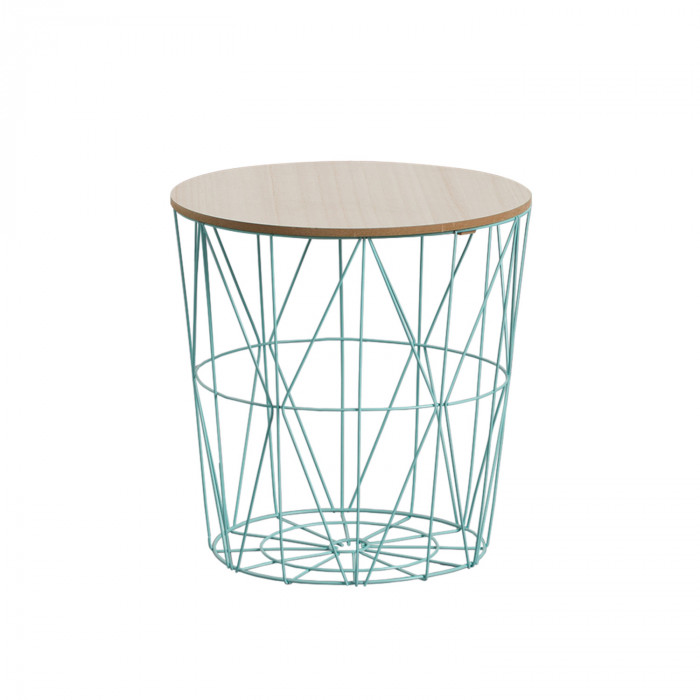 MESA AUXILIAR CESTA AZUL 40X41 31CM THINIA HOME