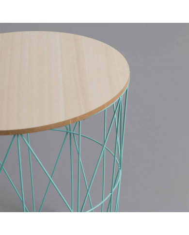 MESA AUXILIAR CESTA AZUL 40X41 31CM THINIA HOME