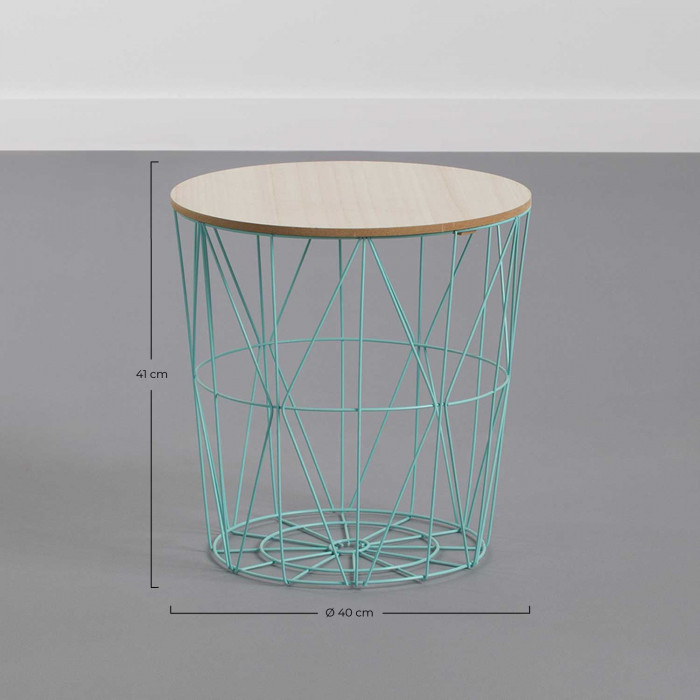 MESA AUXILIAR CESTA AZUL 40X41 31CM THINIA HOME