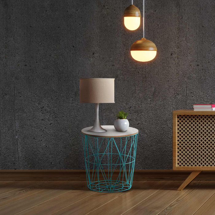 MESA AUXILIAR CESTA AZUL 40X41 31CM THINIA HOME