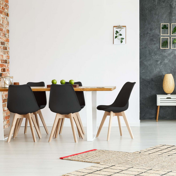 SILLA COMEDOR NEGRA 83X53.5X48.5CM 7H SEVEN HOUSE