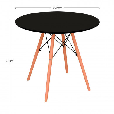 MESA REDONDA DE COMEDOR 74XDN80CM NEGRA 7H SEVEN HOUSE