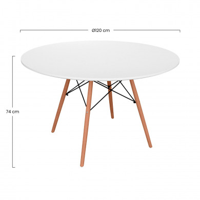 MESA REDONDA DE COMEDOR 74XDN120CM BLANCA 7H SEVEN HOUSE