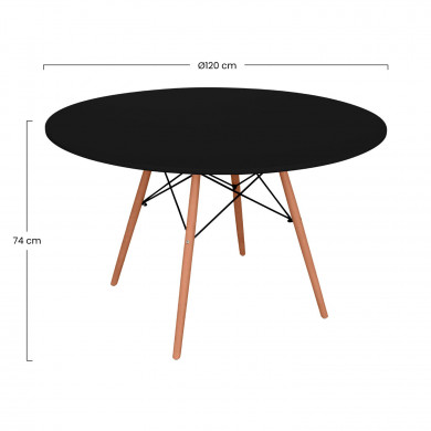 MESA REDONDA DE COMEDOR 74XDN120CM NEGRA 7H SEVEN HOUSE
