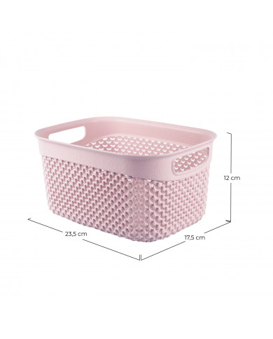 CESTA RESINA RECTANGULAR ALTA ROSA (23,5x17,5x12cm) 3.3L 7HOUSE
