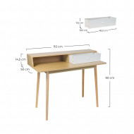 ESCRITORIO VINTAGE CON 1 CAJÓN Y 1 ORGANIZADOR 90X110X50CM THINIA HOME
