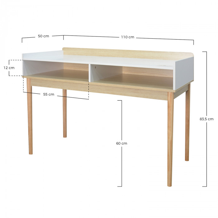 MESA CONSOLA BLANCA 2 ORGANIZADORES 83.5X110X50CM THINIA HOME