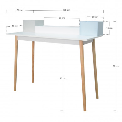 ESCRITORIO BLANCO CON 3 ORGANIZADORES 90X100X50CM THINIA HOME ESCRITORIO BLANCO CON 3 ORGANIZADORES 90X100X50CM THINIA HOME