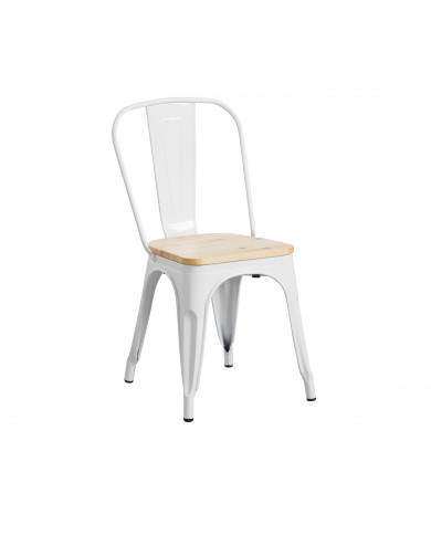 SILLA METÁLICA/MADERA STRONG BLANCO 54X45X85CM THINIA HOME