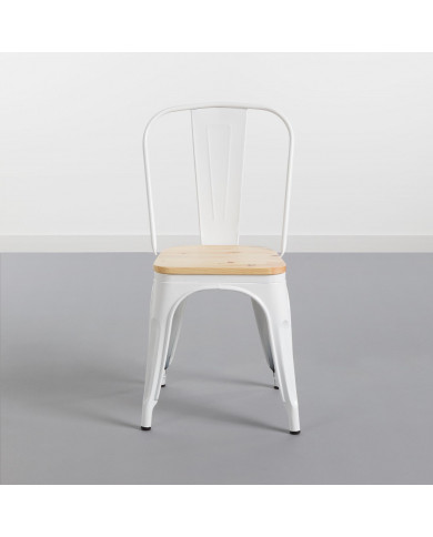 SILLA METÁLICA/MADERA STRONG BLANCO 54X45X85CM THINIA HOME