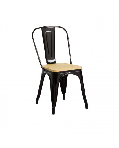 SILLA METÁLICA/MADERA STRONG NEGRO 54X45X85CM THINIA HOME