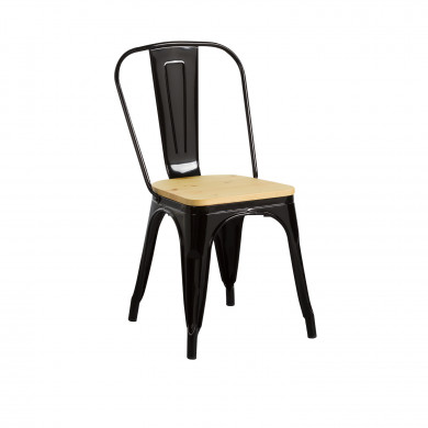SILLA METÁLICA/MADERA STRONG NEGRO 54X45X85CM THINIA HOME