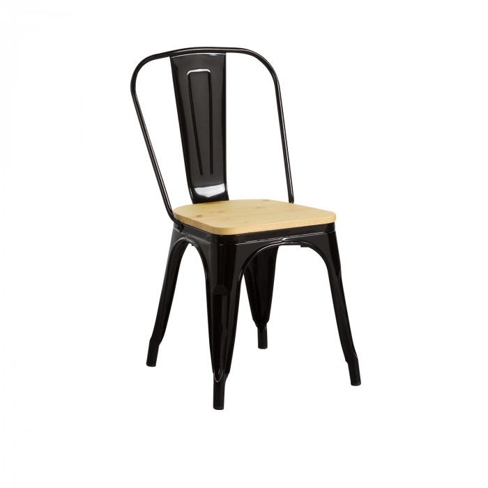 SILLA METÁLICA/MADERA STRONG NEGRO 54X45X85CM THINIA HOME