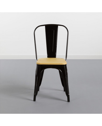SILLA METÁLICA/MADERA STRONG NEGRO 54X45X85CM THINIA HOME