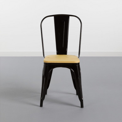 SILLA METÁLICA/MADERA STRONG NEGRO 54X45X85CM THINIA HOME