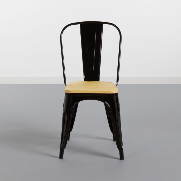 SILLA METÁLICA/MADERA STRONG NEGRO 54X45X85CM THINIA HOME