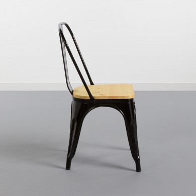 SILLA METÁLICA/MADERA STRONG NEGRO 54X45X85CM THINIA HOME