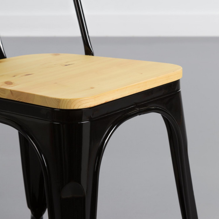 SILLA METÁLICA/MADERA STRONG NEGRO 54X45X85CM THINIA HOME