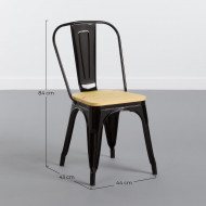 SILLA METÁLICA/MADERA STRONG NEGRO 54X45X85CM THINIA HOME