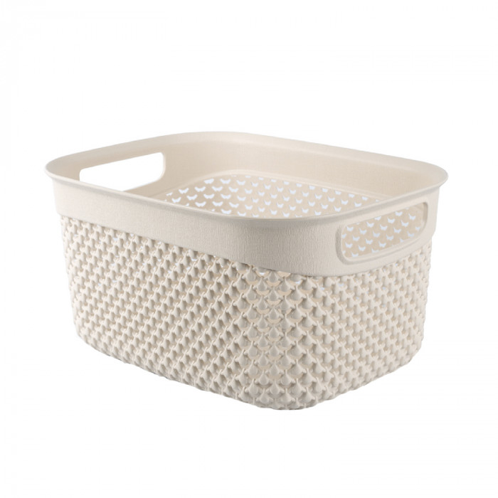 CESTA RESINA RECTANGULAR ALTA CREMA (23,5x17,5x12cm) 3.3L 7HOUSE