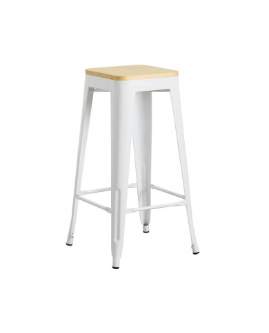 TABURETE METÁLICO/MADERA STRONG BLANCO 43X43X77CM THINIA HOME