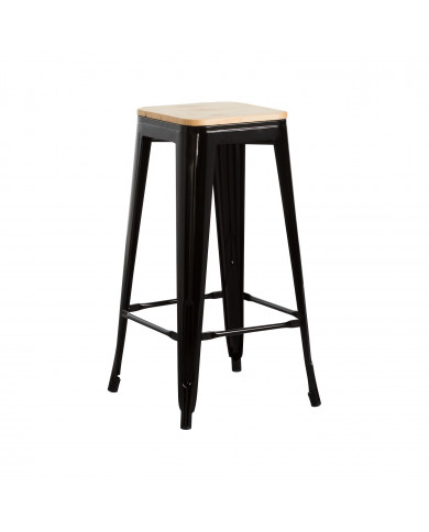 TABURETE METÁLICO/MADERA STRONG NEGRO 43X43X77CM THINIA HOME