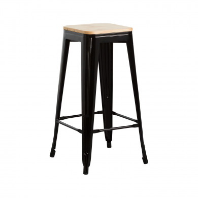 TABURETE METÁLICO/MADERA STRONG NEGRO 43X43X77CM THINIA HOME