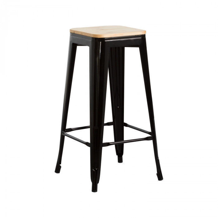 TABURETE METÁLICO/MADERA STRONG NEGRO 43X43X77CM THINIA HOME